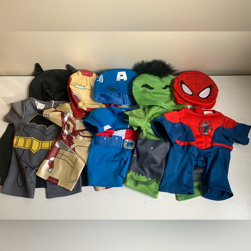 Build A Bear Superhero Costumes Batman Iron Man Captain America Hulk Spider-Man